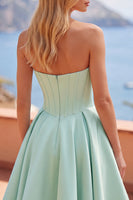 Load image into Gallery viewer, Mint A Line Strapless Corset Short Homecoming Dress