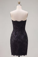 Load image into Gallery viewer, Black Pink Floral Strapless Beaded Tight Short Corset Homecoming Dress with Bow