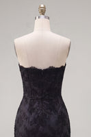 Load image into Gallery viewer, Black Pink Floral Strapless Beaded Tight Short Corset Homecoming Dress with Bow