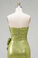 Load image into Gallery viewer, Green Corset Ruched Strapless Short Tight Homecoming Dress with 3D Flowers