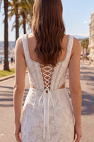 Load image into Gallery viewer, Floral White Square Neck Cut Out Corset Tight Short Homecoming Dress