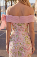 Load image into Gallery viewer, Sparkly Floral Pink Tight Beaded Short Homecoming Dress with Bow
