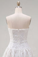 Load image into Gallery viewer, White A Line Strapless Floral Short Homecoming Dress