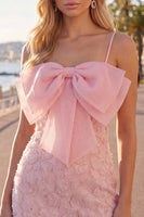 Load image into Gallery viewer, Sparkly Pink Spaghetti Straps Tight Floral Short Homecoming Dress with Pearls