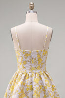 Load image into Gallery viewer, Butter Yellow A Line Keyhole Floral Short Homecoming Dress with 3D Flower