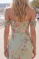 Load image into Gallery viewer, Black Floral Off the Shoulder Tight Short Homecoming Dress with Sash