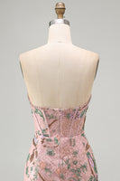 Load image into Gallery viewer, Sparkly Pink Floral Corset Tight Short Beaded Homecoming Dress