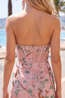 Load image into Gallery viewer, Sparkly Pink Floral Corset Tight Short Beaded Homecoming Dress