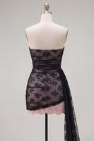 Load image into Gallery viewer, Black Tight Strapless Beaded Short Homecoming Dress with Sash