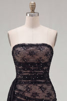 Load image into Gallery viewer, Black Tight Strapless Beaded Short Homecoming Dress with Sash