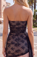 Load image into Gallery viewer, Black Tight Strapless Beaded Short Homecoming Dress with Sash