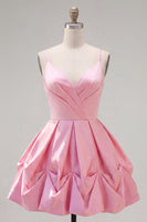 Load image into Gallery viewer, Yellow Spaghetti Straps Ruched A Line Short Homecoming Dress