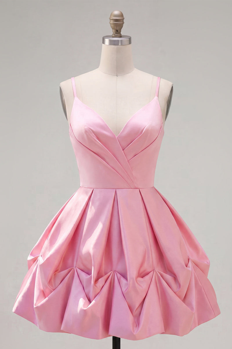 Load image into Gallery viewer, Yellow Spaghetti Straps Ruched A Line Short Homecoming Dress