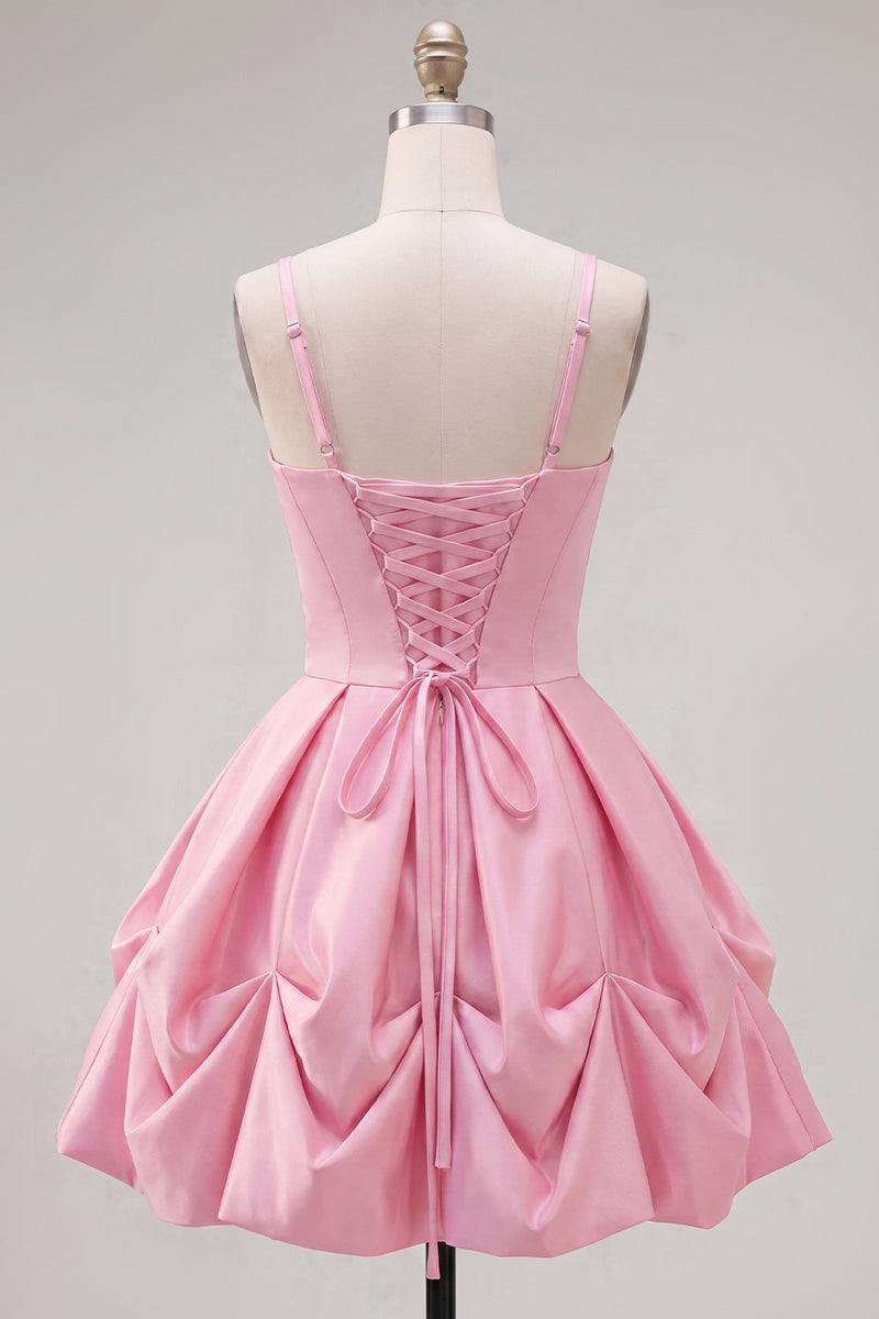 Load image into Gallery viewer, Yellow Spaghetti Straps Ruched A Line Short Homecoming Dress