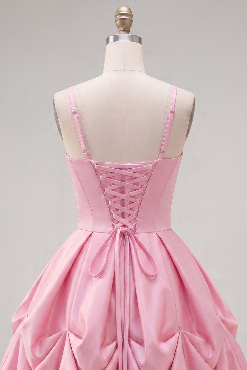 Load image into Gallery viewer, Yellow Spaghetti Straps Ruched A Line Short Homecoming Dress