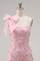 Load image into Gallery viewer, Sparkly Pink Beaded Floral Tight Short Homecoming Dress with Bow