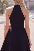 Load image into Gallery viewer, Black Pink A Line High Neck Short Homecoming Dress with Bow