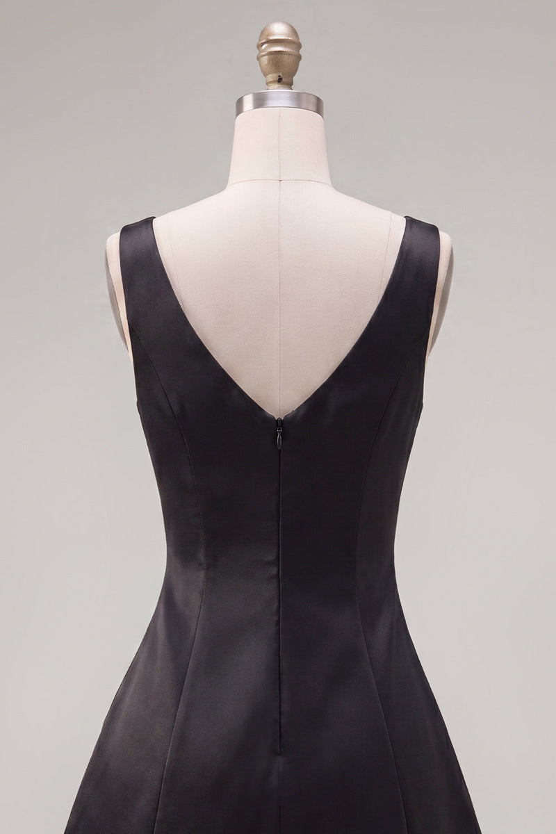 Load image into Gallery viewer, Black Pink A Line V-Neck Short Homecoming Dress with Beading