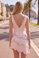 Load image into Gallery viewer, Sparkly Yellow A Line V-Neck Short Homecoming Dress with Beading