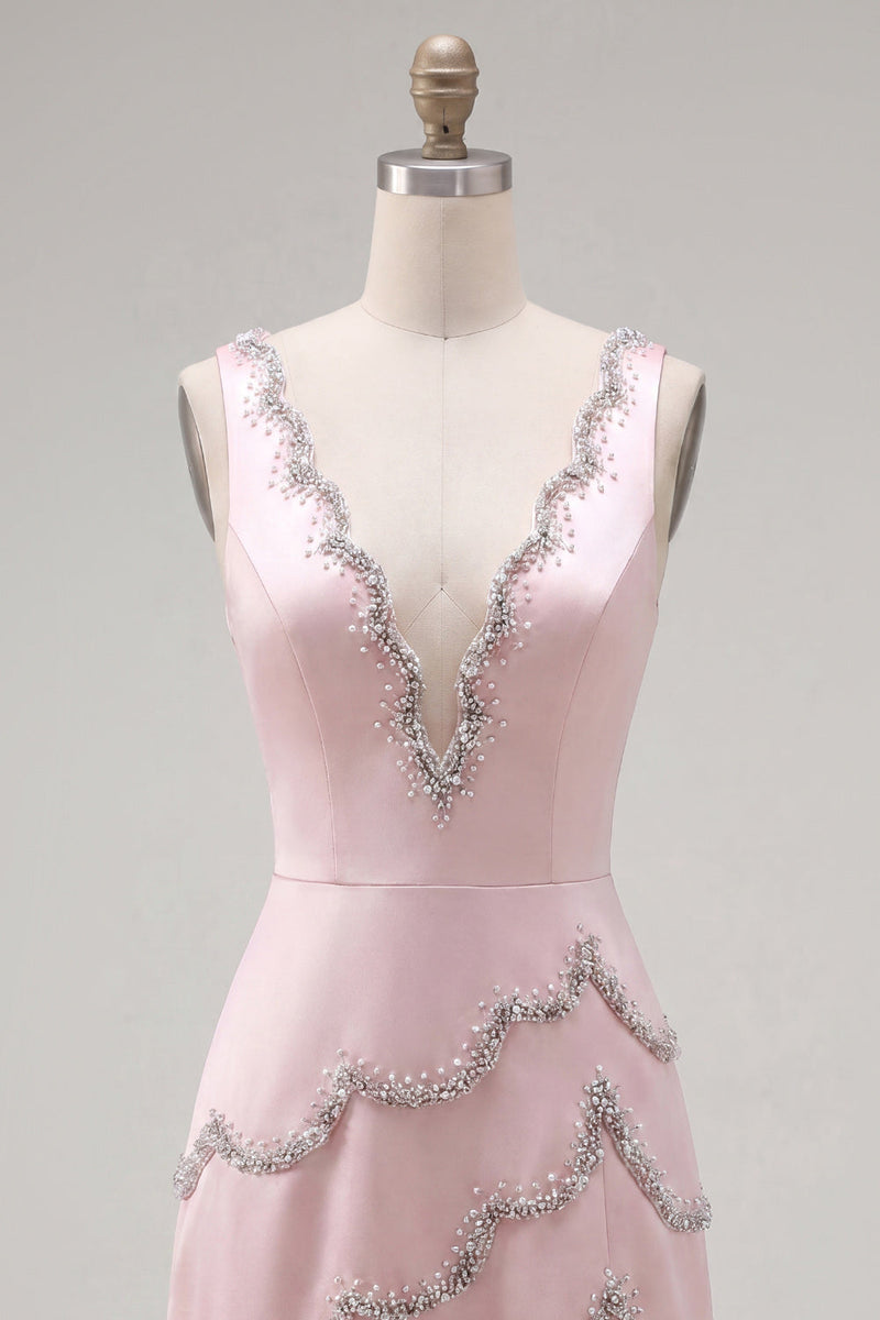 Load image into Gallery viewer, Sparkly Yellow A Line V-Neck Short Homecoming Dress with Beading