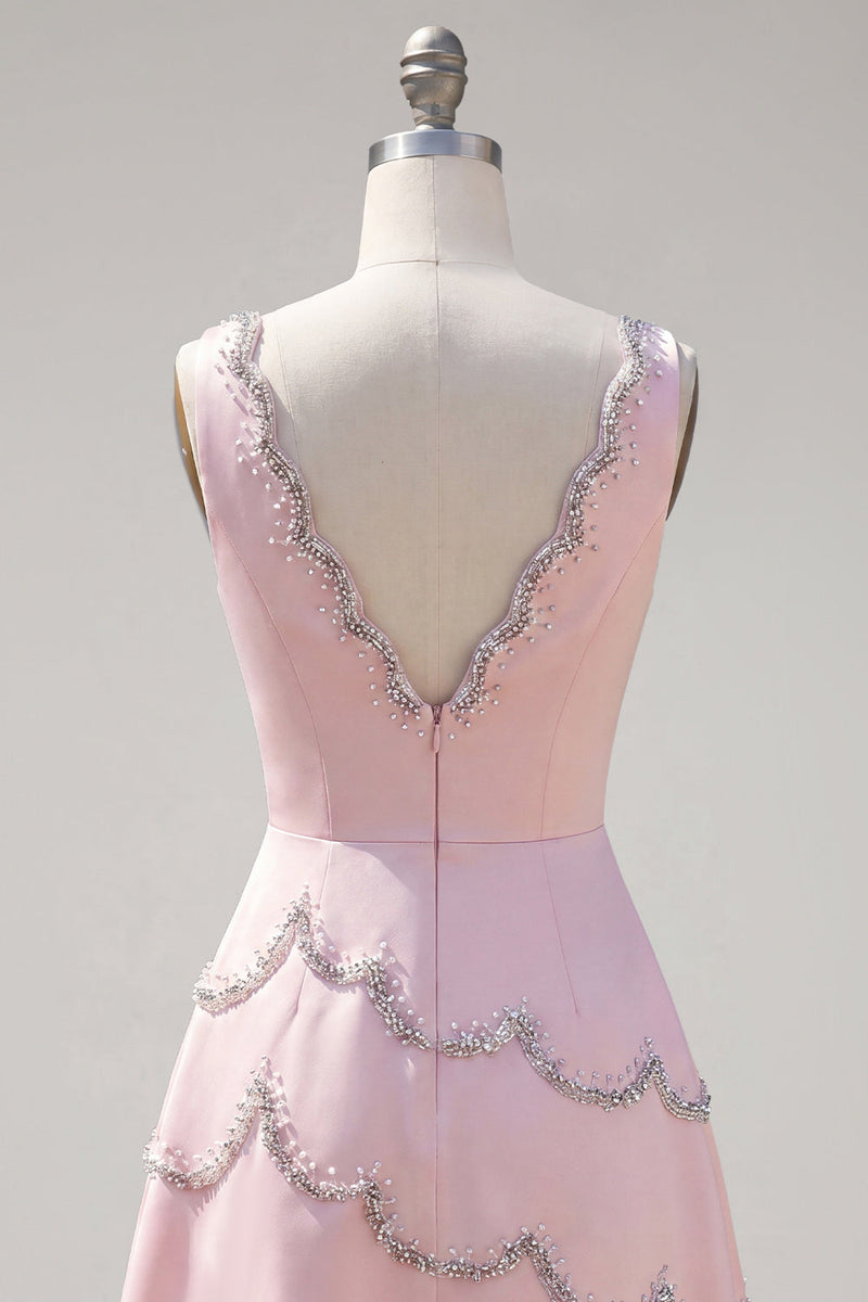 Load image into Gallery viewer, Sparkly Yellow A Line V-Neck Short Homecoming Dress with Beading