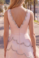 Load image into Gallery viewer, Sparkly Yellow A Line V-Neck Short Homecoming Dress with Beading