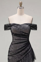 Load image into Gallery viewer, Black Ruched Tight Short Homecoming Dress with Ruffles
