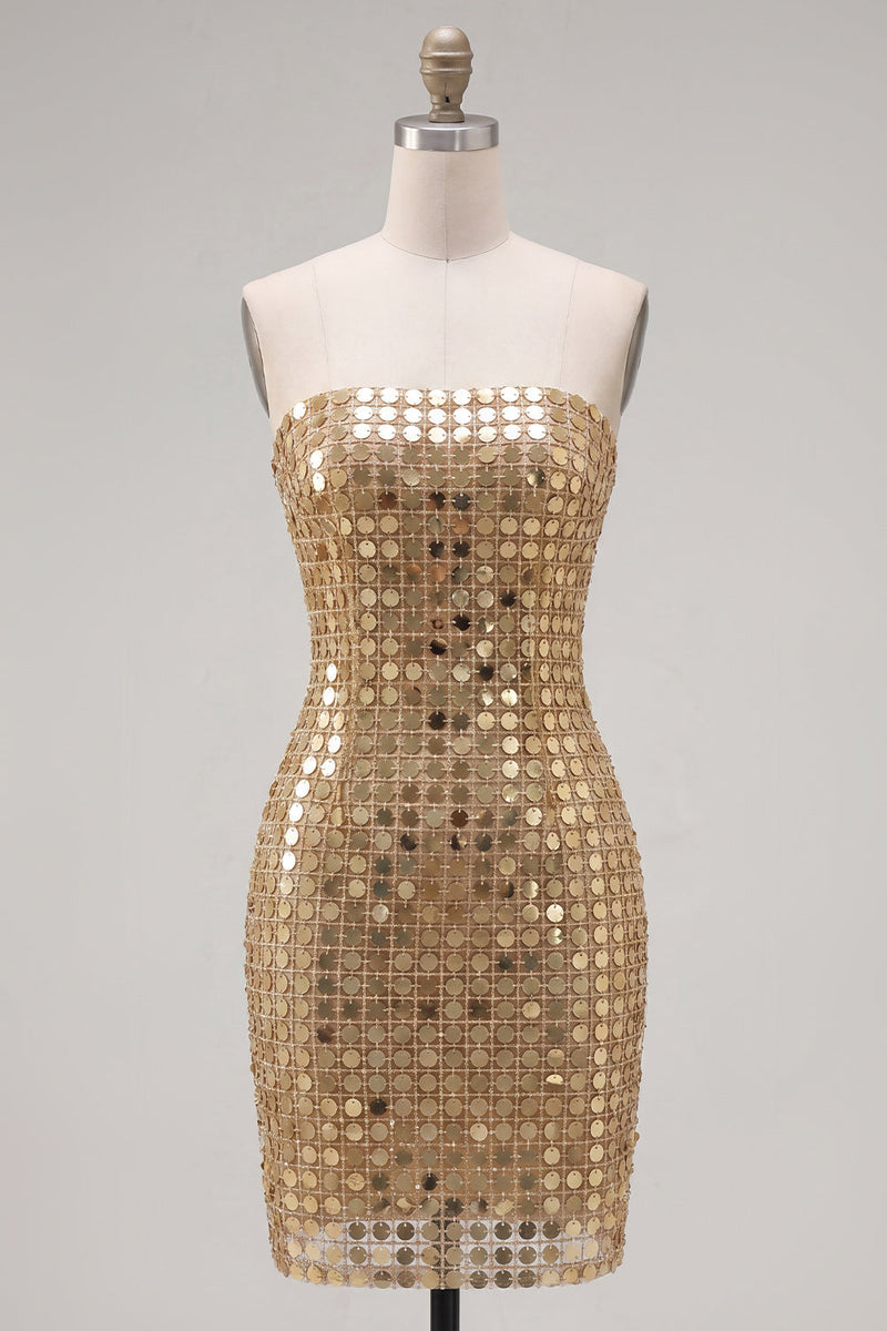 Load image into Gallery viewer, Sparkly Dark Red Beaded Strapless Tight Short Homecoming Dress