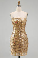 Load image into Gallery viewer, Sparkly Dark Red Beaded Strapless Tight Short Homecoming Dress