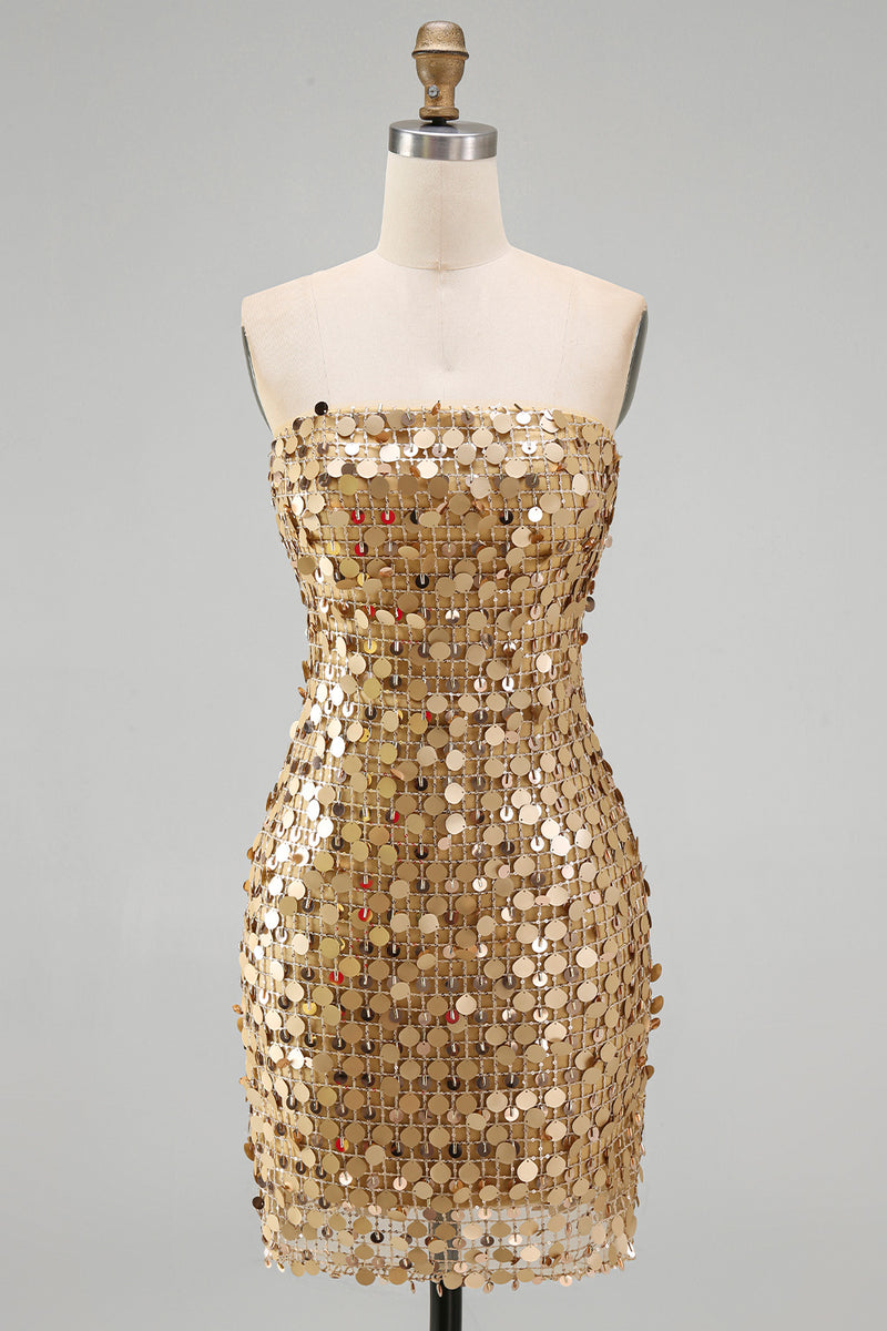 Load image into Gallery viewer, Sparkly Dark Red Beaded Strapless Tight Short Homecoming Dress