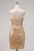 Load image into Gallery viewer, Sparkly Dark Red Beaded Strapless Tight Short Homecoming Dress