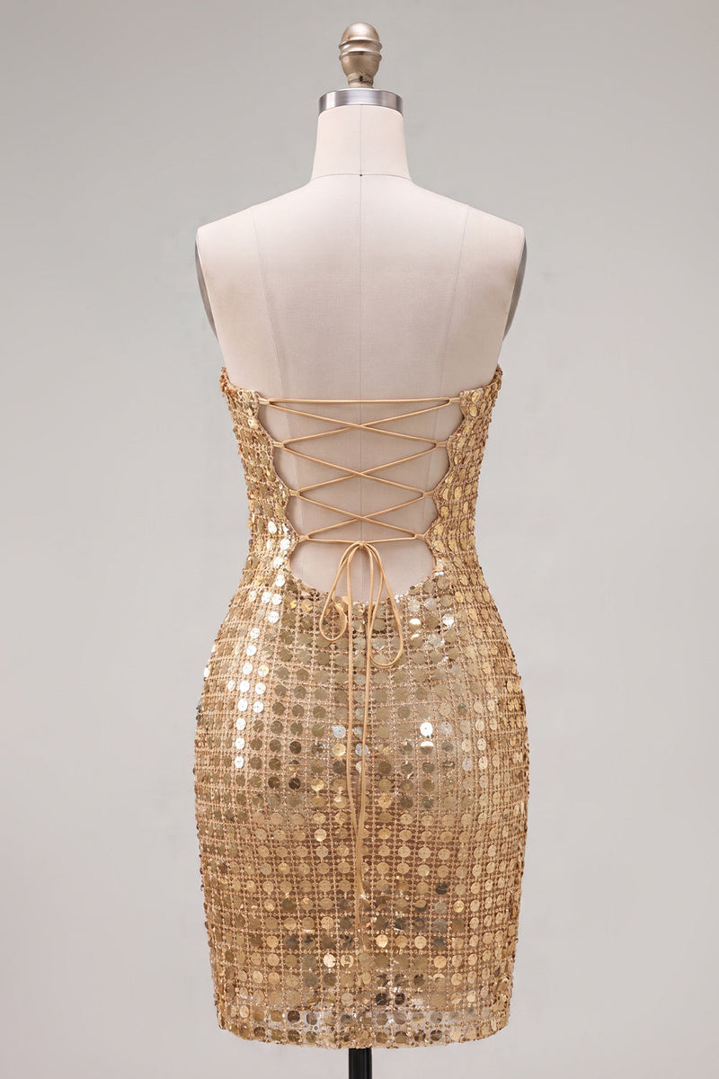 Load image into Gallery viewer, Sparkly Dark Red Beaded Strapless Tight Short Homecoming Dress