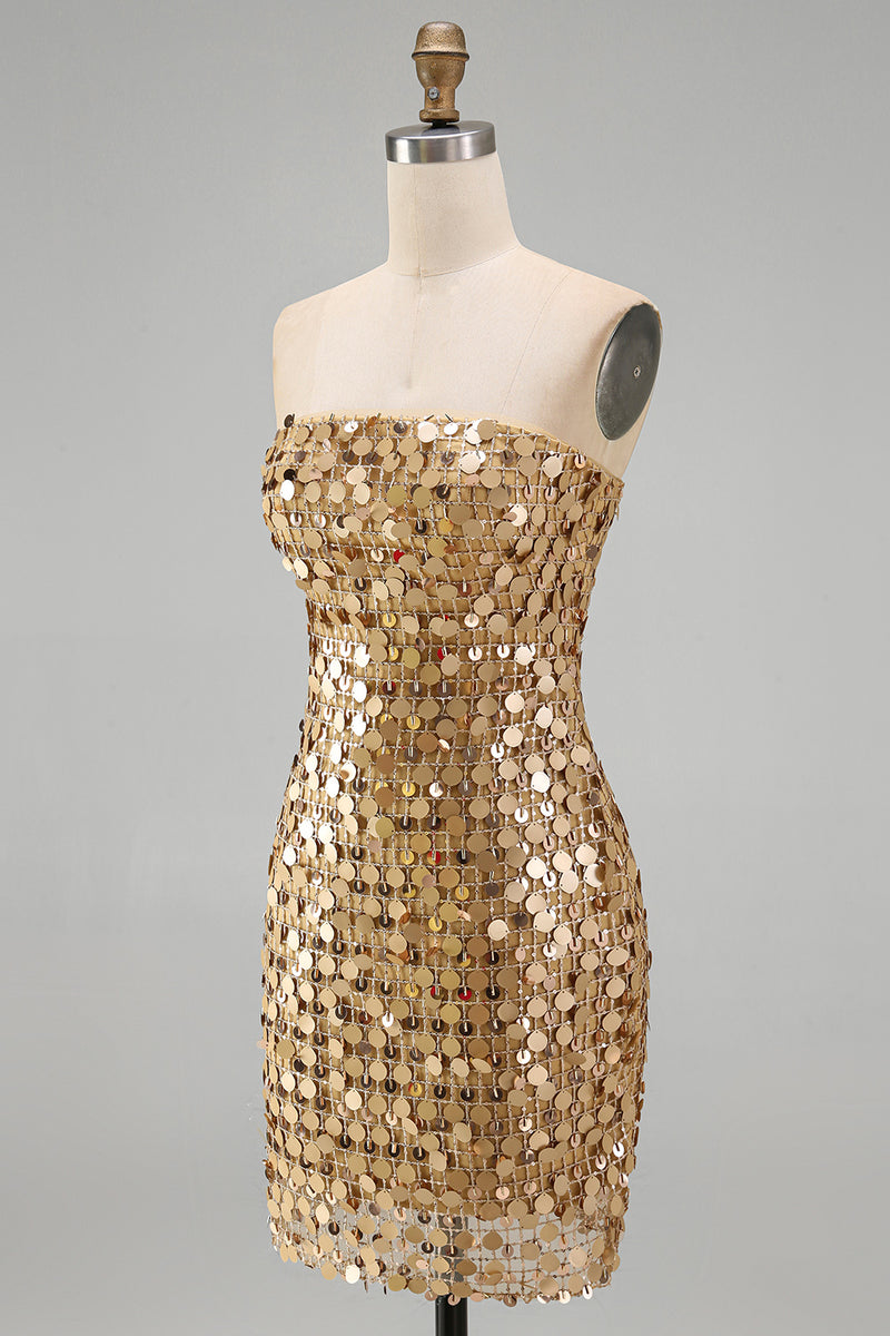 Load image into Gallery viewer, Sparkly Dark Red Beaded Strapless Tight Short Homecoming Dress