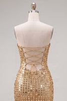 Load image into Gallery viewer, Sparkly Dark Red Beaded Strapless Tight Short Homecoming Dress