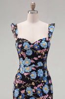 Load image into Gallery viewer, Sparkly Black Floral Beaded Tight Short Homecoming Dress