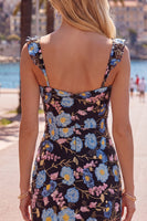 Load image into Gallery viewer, Sparkly Black Floral Beaded Tight Short Homecoming Dress