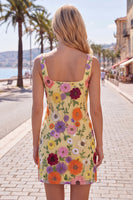Load image into Gallery viewer, Butter Yellow Floral Square Neck Tight Short Homecoming Dress