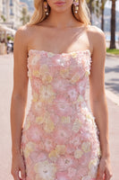 Load image into Gallery viewer, Sparkly Yellow Floral Strapless Beaded Tight Short Homecoming Dress