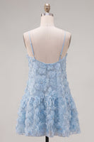 Load image into Gallery viewer, Sparkly Pink Floral A Line Spaghetti Straps Beaded Short Homecoming Dress