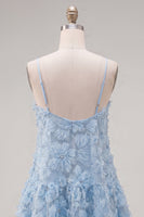 Load image into Gallery viewer, Sparkly Pink Floral A Line Spaghetti Straps Beaded Short Homecoming Dress