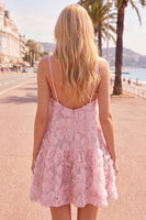 Load image into Gallery viewer, Sparkly Pink Floral A Line Spaghetti Straps Beaded Short Homecoming Dress
