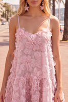 Load image into Gallery viewer, Sparkly Pink Floral A Line Spaghetti Straps Beaded Short Homecoming Dress