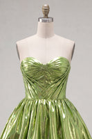 Load image into Gallery viewer, Yellow Metallic Ruched Sweetheart A-Line Short 80s Homecoming Dress