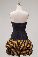 Load image into Gallery viewer, Black Golden Ruched Sweetheart Tight Short 80s Homecoming Dress
