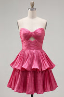 Load image into Gallery viewer, Royal Blue Pleated Tiered Sweetheart A-Line Short 80s Homecoming Dress