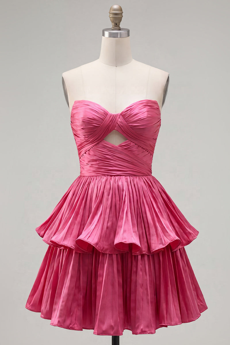 Load image into Gallery viewer, Royal Blue Pleated Tiered Sweetheart A-Line Short 80s Homecoming Dress