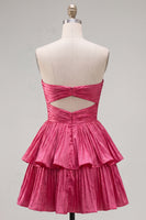 Load image into Gallery viewer, Royal Blue Pleated Tiered Sweetheart A-Line Short 80s Homecoming Dress