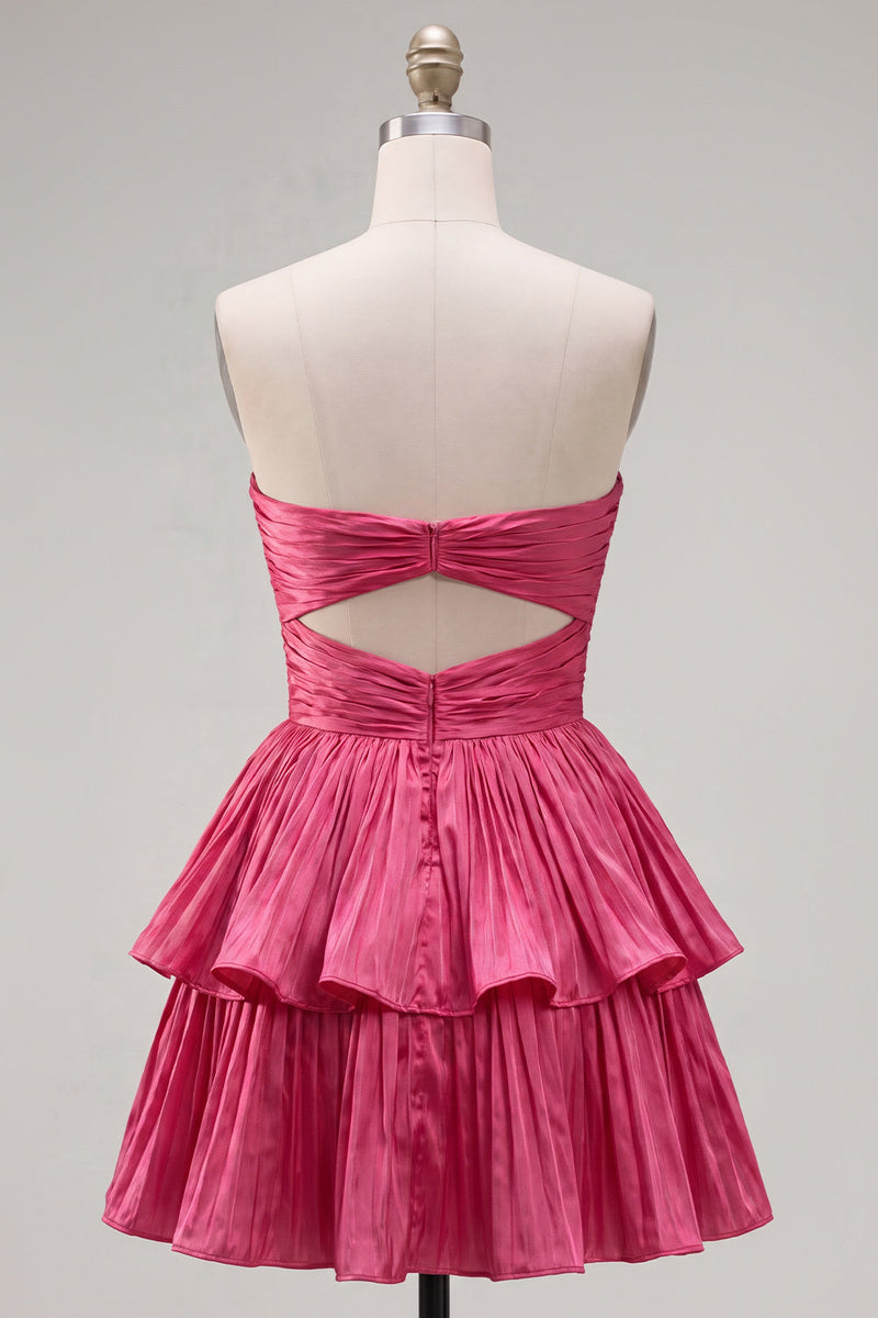 Load image into Gallery viewer, Royal Blue Pleated Tiered Sweetheart A-Line Short 80s Homecoming Dress