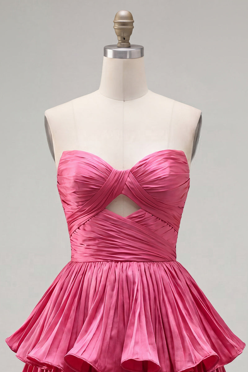 Load image into Gallery viewer, Royal Blue Pleated Tiered Sweetheart A-Line Short 80s Homecoming Dress