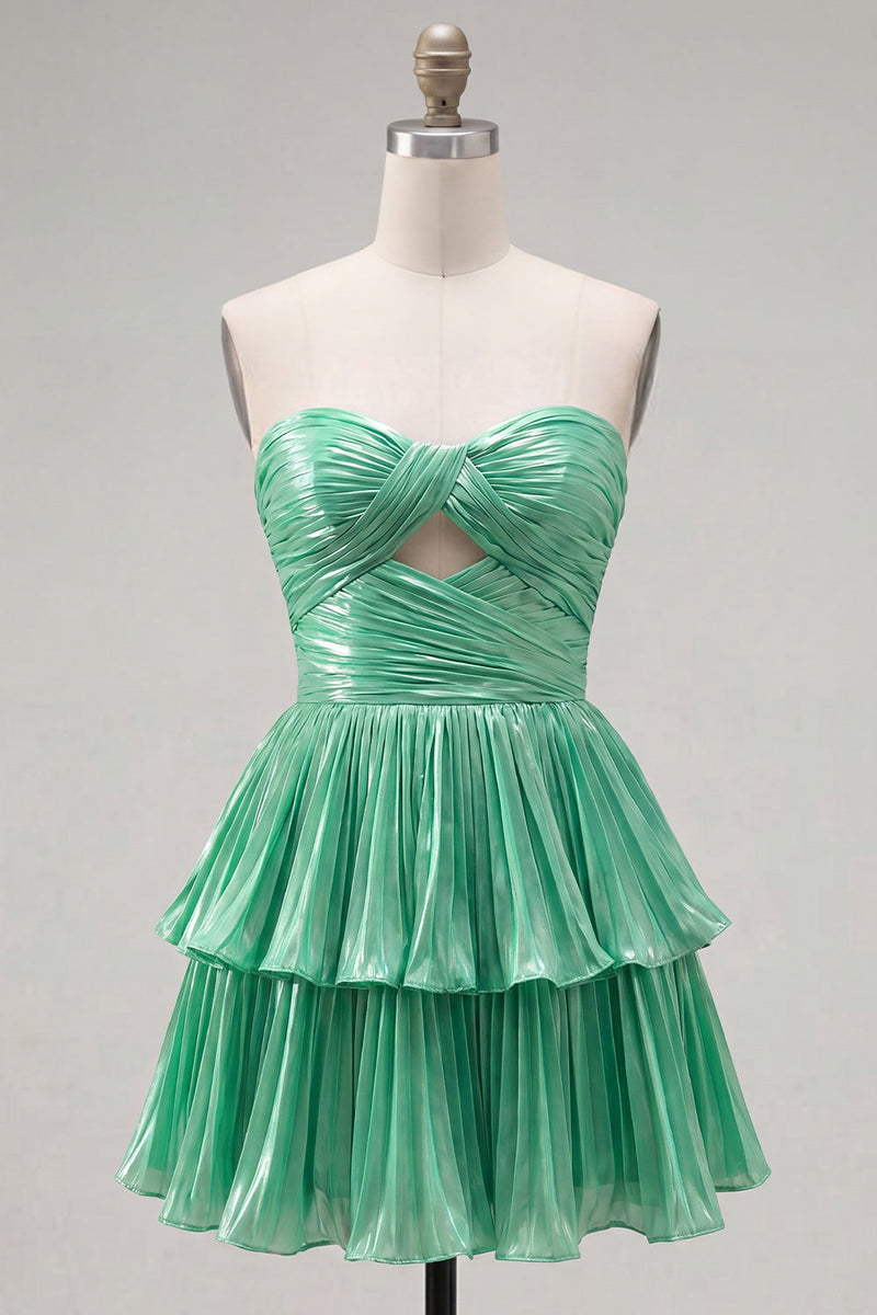 Load image into Gallery viewer, Royal Blue Pleated Tiered Sweetheart A-Line Short 80s Homecoming Dress